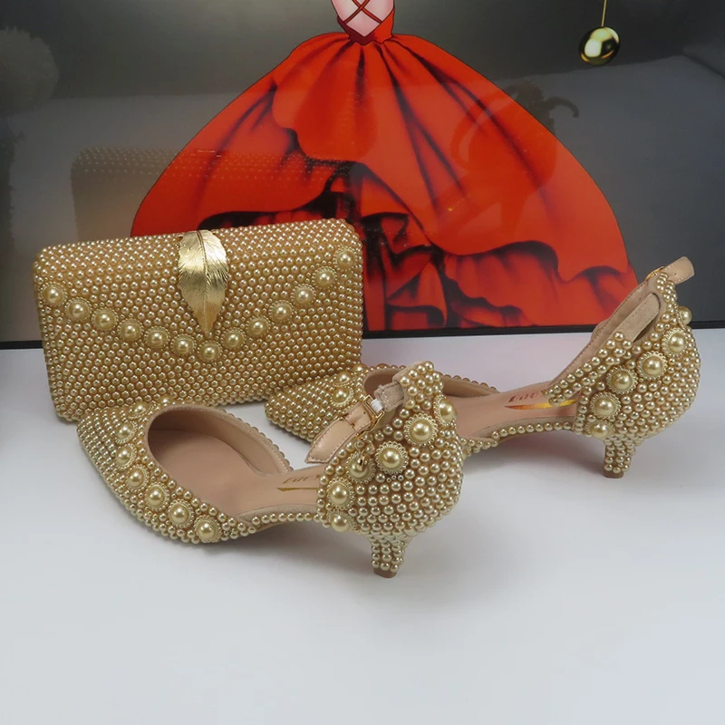 

Новое поступление 2023, Модные женские босоножки цвета шампанского с жемчугом, Летняя женская обувь, босоножки ручной работы на высоком каблуке