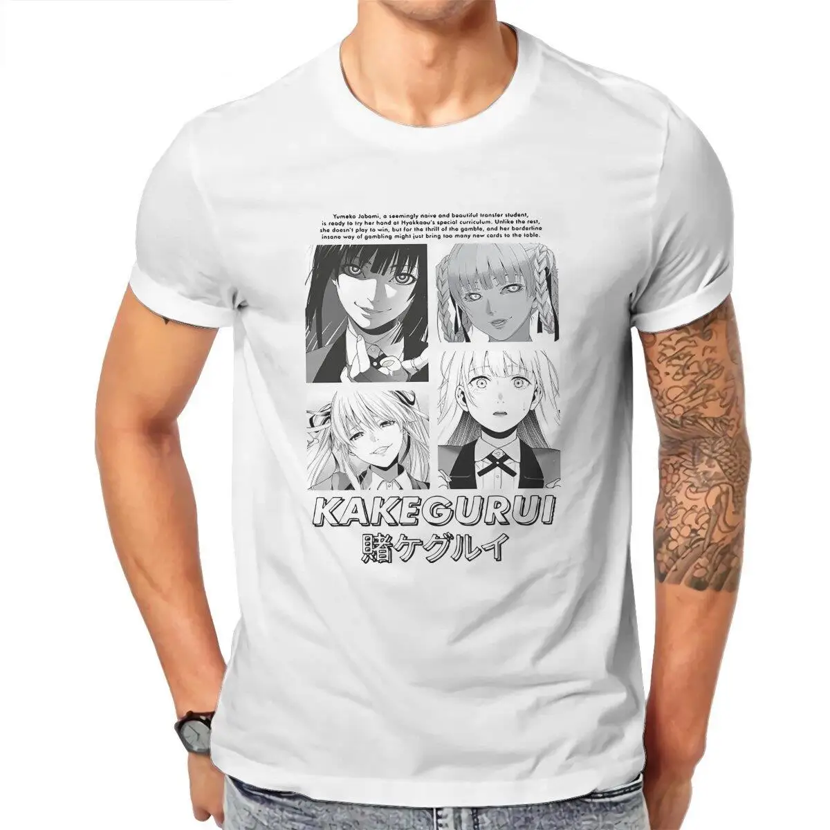 

Men's Kakegurui Gambler T Shirts Yumeko Meari Saotome Anime Cotton Top Awesome Short Sleeve Round Collar Tees Printing T-Shirts