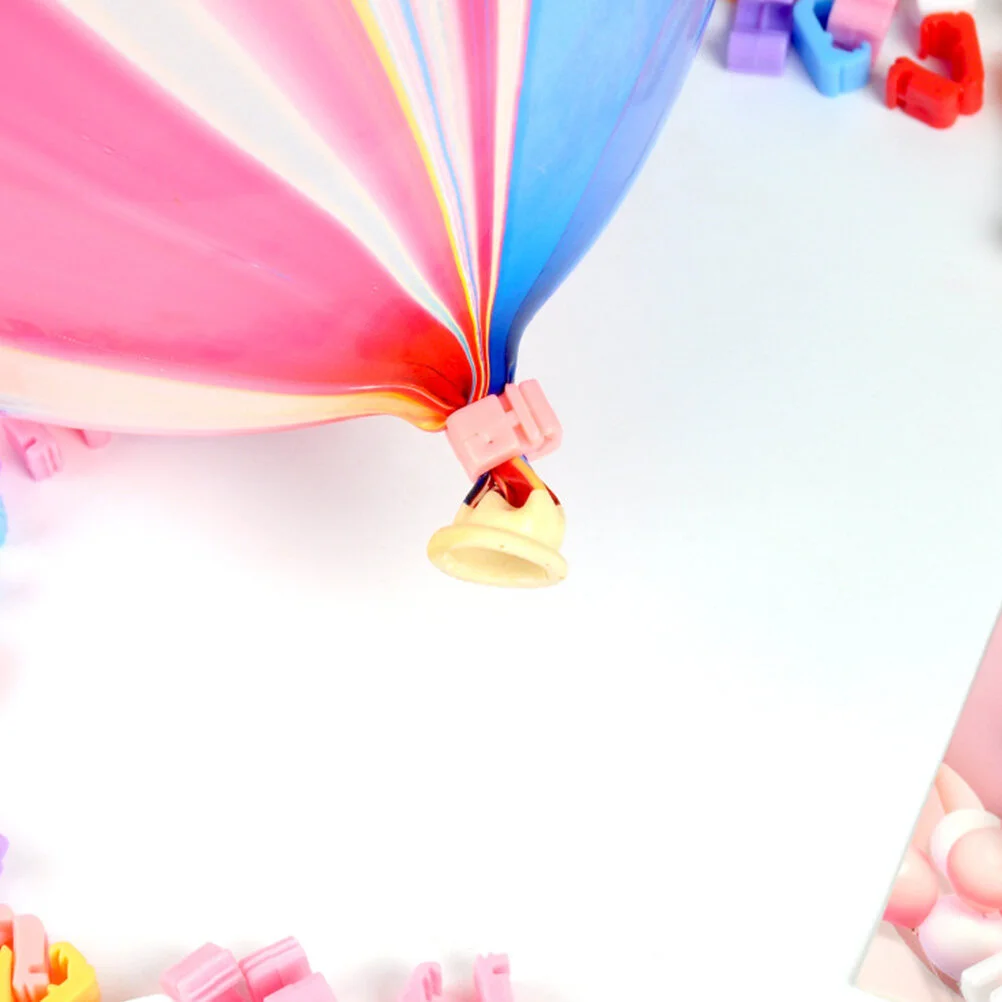 

200 Pcs Pack Practical Balloon Ties Plastic Balloons Suite Strip Party Clips Cramp Ballons Multicolor