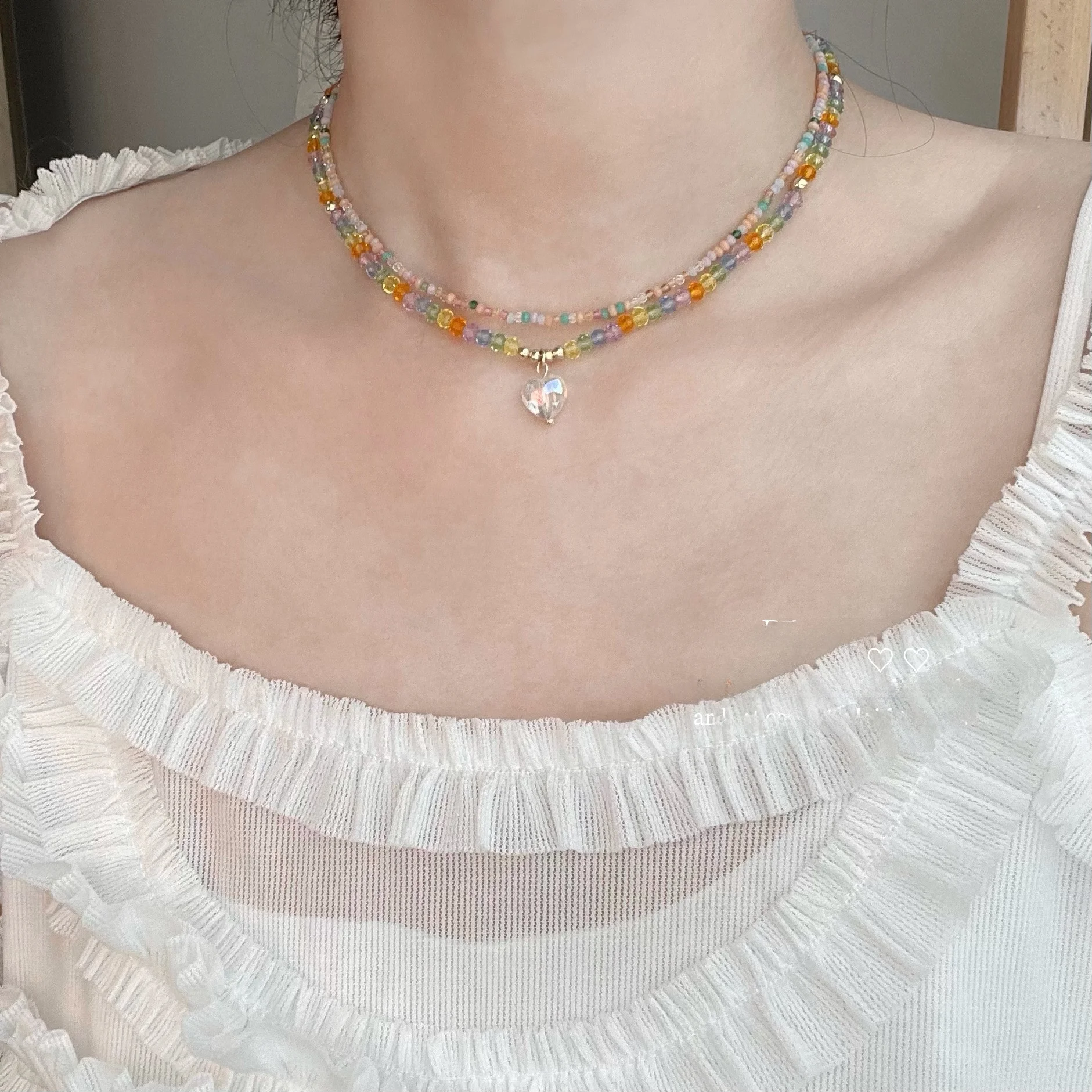 Бестрашное летнее ожерелье с рисовыми бусинами из Южной Кореи ручной работы