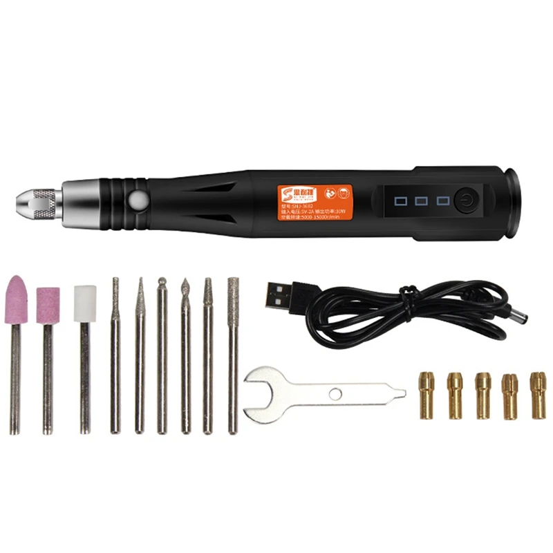 

SINAIJIE 15000 об/мин Регулируемый Электрический шлифовальный станок Дрель вращающийся инструмент шлифовальный станок USB гравировальная ручка с ...