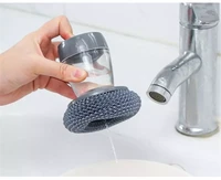 new 2 in 1 cleaning brush handle cleaing brush with removable brush sponge dispenser dishwashing brushes kitchen tools
