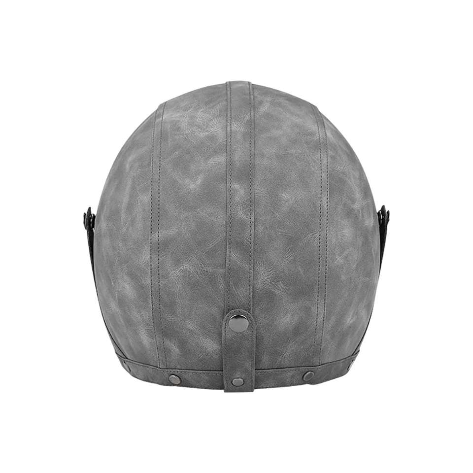 Мотоциклетный шлем с открытым лицом 3/4 из искусственной кожи в стиле ретро для