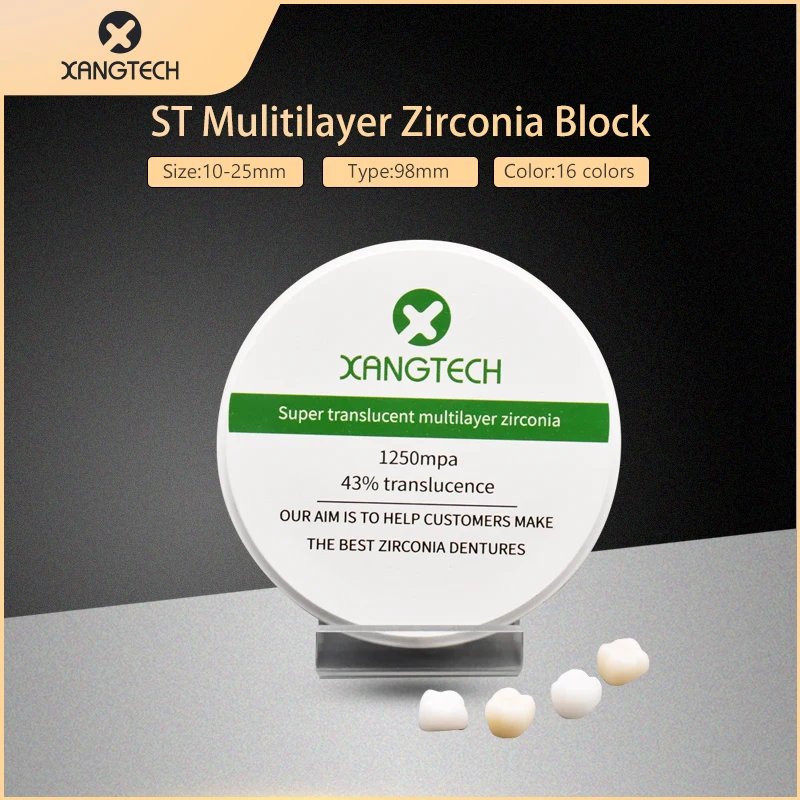

XANGTECH Dental Zirconia Material 98*(10-25mm) ST Multilayer Zirconia Block for CAD CAM System