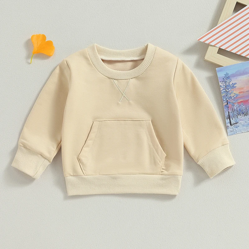 

0-4Y Kids Baby Girls Boys Sweatshirt Fall Long Sleeve Crew Neck Embroidery Hoodie Pullover Clothes for Todddler Boys Girls