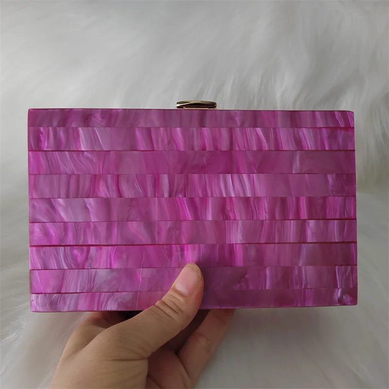 Лидер продаж фиолетовые розовые полосатые Акриловые клатчи ручной работы