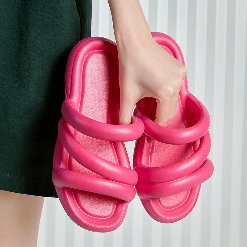 Rimocy Soft eva Cloud Slippers Women Summer Beach Candy Color Flat Sandals Woman Lightweight Non Slip Bathroom Home Slides Shoes