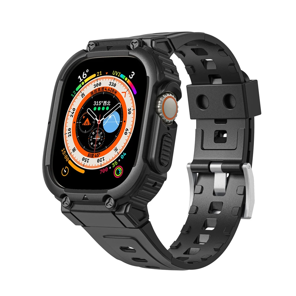 Case Strap For Apple Watch Ultra Series 7 8 41mm 45 mm SiliconeSmartwatch Band For Apple Watch Band se 5 6 40mm 44mm Bracelet