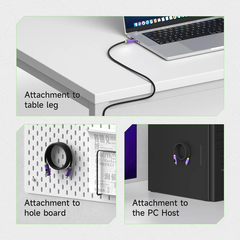 Фото Магнитный кабель Hagibis USB C — USB C со светодиодным дисплеем Кабель для зарядного устройства USB C Type-c PD 240 Вт Шнур для быстрой зарядки для iPhone 16/15 №3