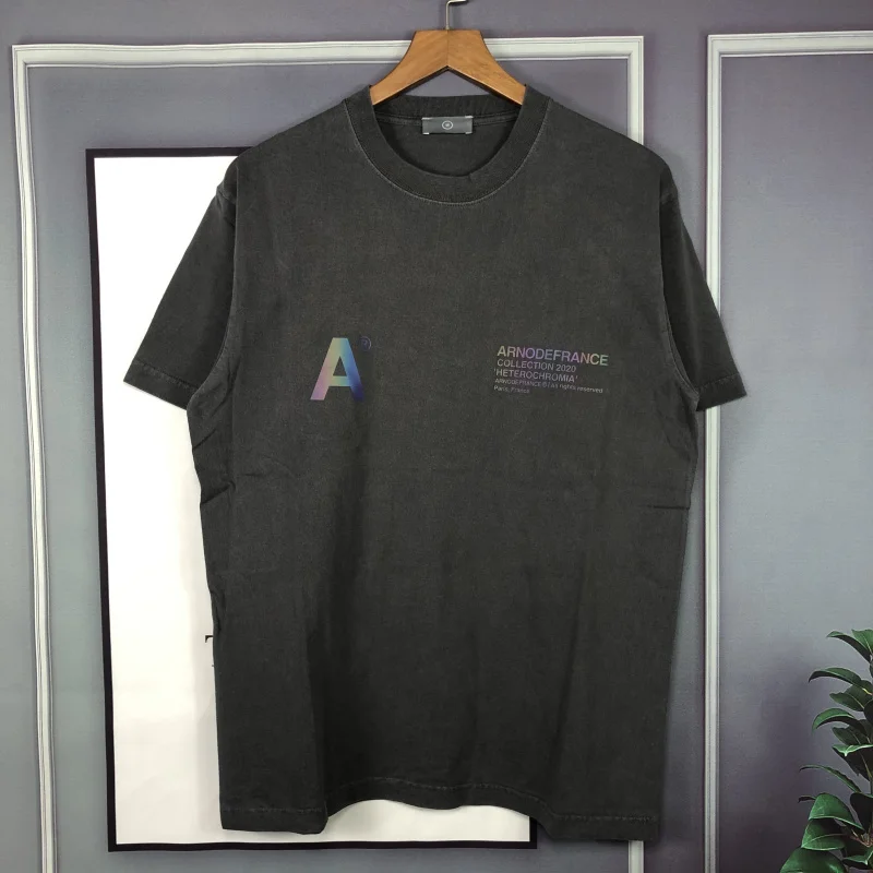 

New luxury 2021 Men Arnodefrance Washed Old Reflective T Shirts T-Shirt Hip Hop Skateboard Street Cotton T-Shirts Tee Top D89