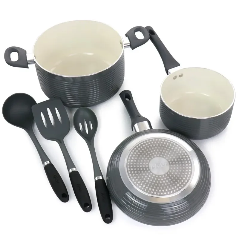 

Ridge Valley 8 Piece Aluminum Nonstick Cookware Set in Grey