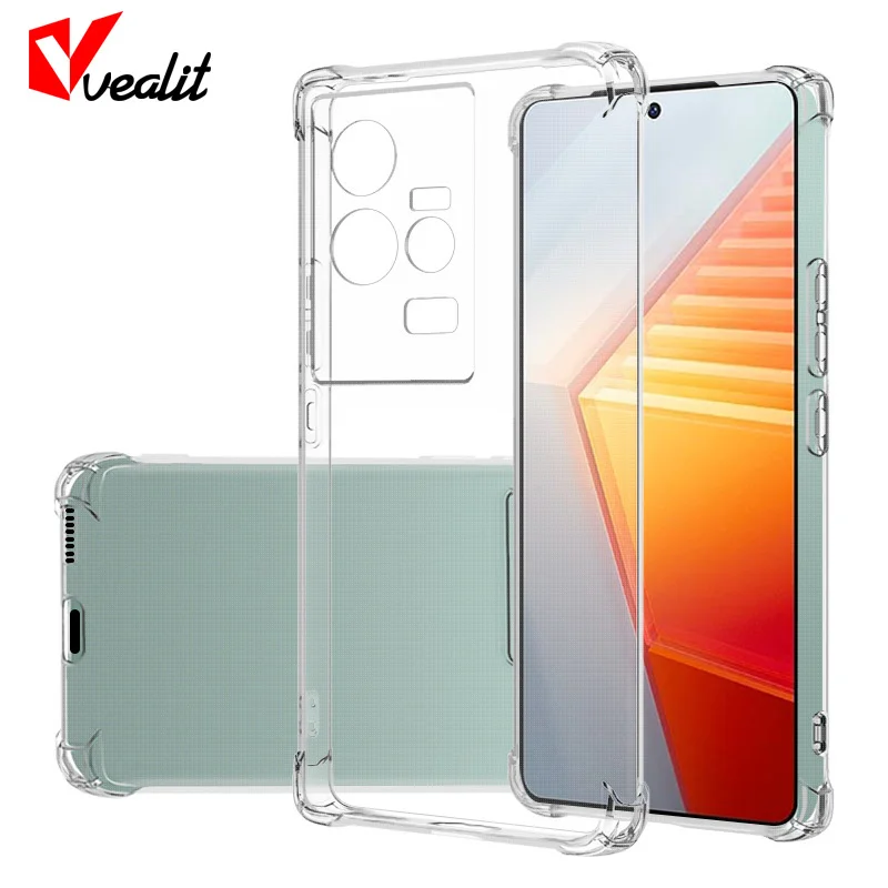 

Transparent Phone Case For Vivo iQOO 11 10 9 8 V27 V25 V23 V25e V23e V21e V20 SE S16 S15 S12 Pro Shockproof Silicone Soft Cases