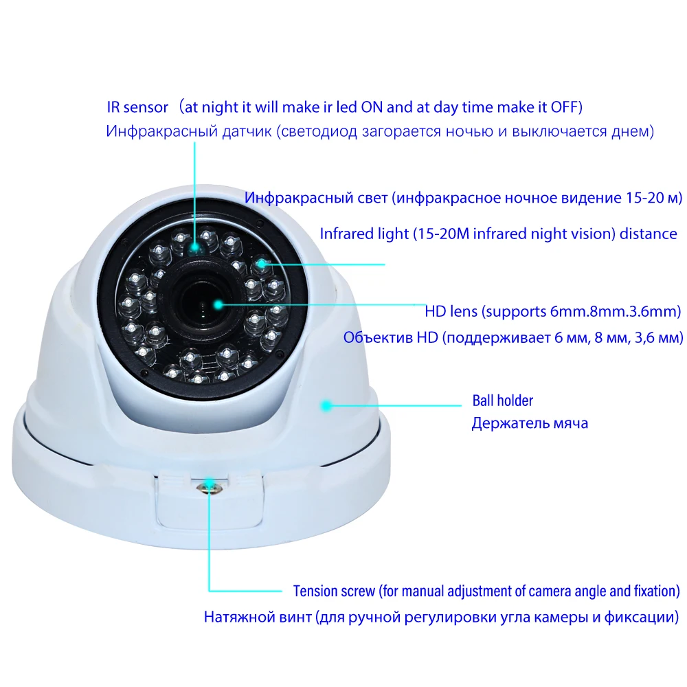 Наружная купольная коаксиальная камера Проводная видеонаблюдения AHD 720P 960P SONY225