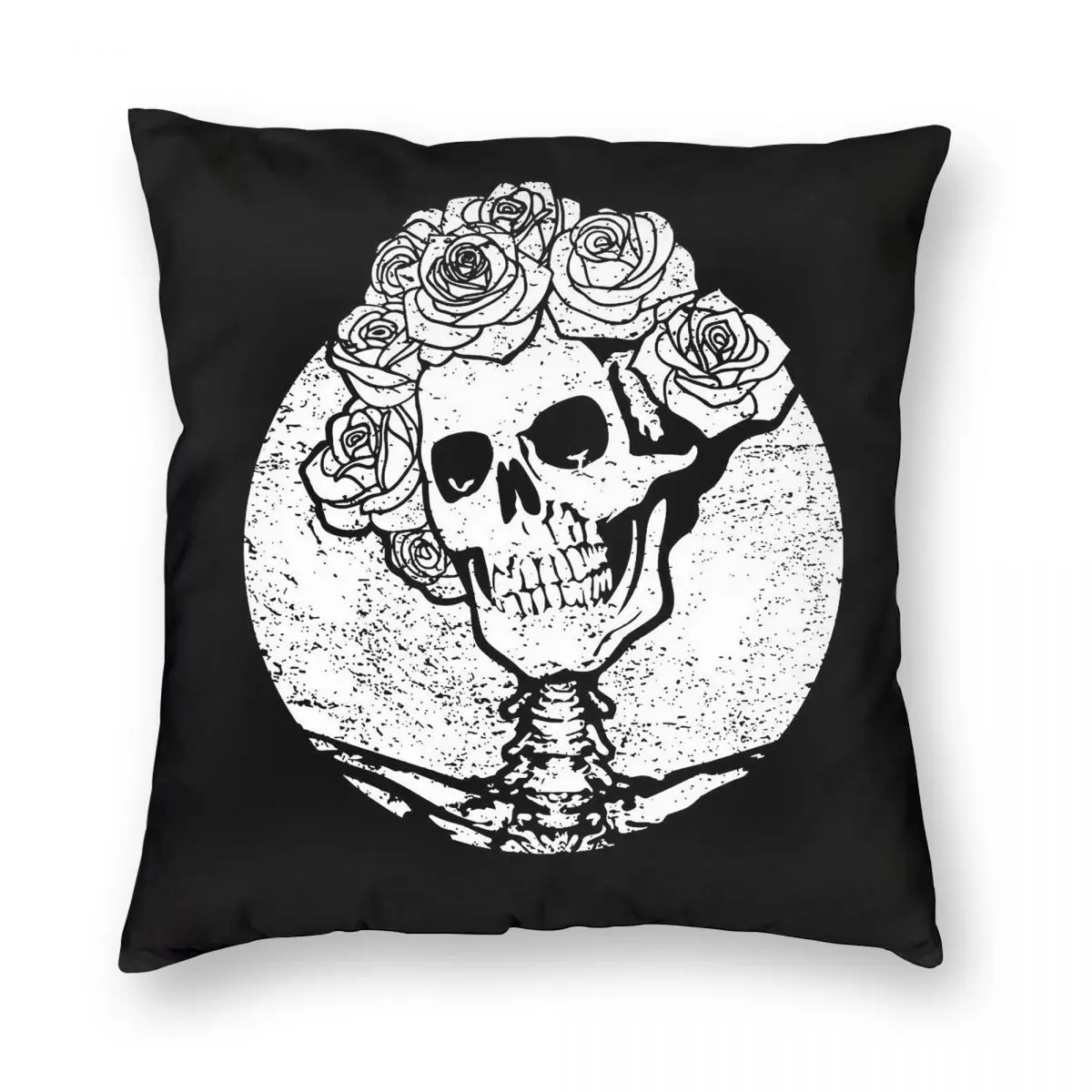 Фото Квадратная наволочка Grateful Dead Skull & Roses из полиэстера, льна и бархата с принтом, декоративная наволочка на молнии, чехол для домашней подушки №5