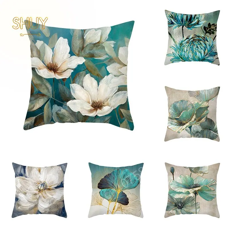 

Ginkgo Leaf Pillowcase Cushion Cover Polyester Peachskin Modern Bedroom Home Sofa Car Chair Seat Decor Pillow Case Customizable