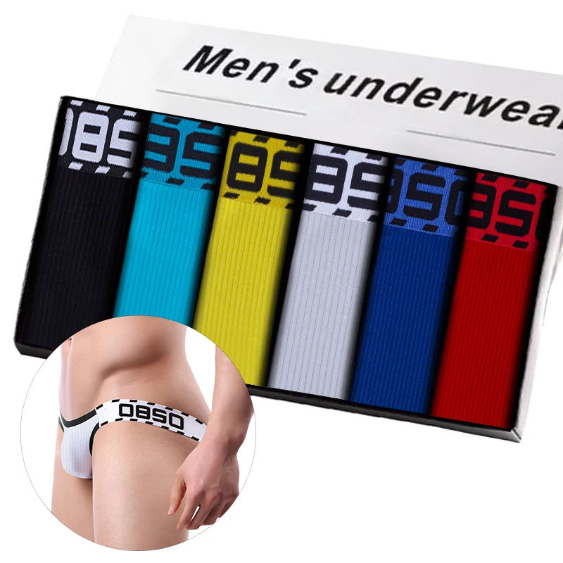 

Трусы-танга мужские 6 шт./лот, пикантное нижнее белье, джоки, хлопковые трусы-бикини для геев, Трусы-танга