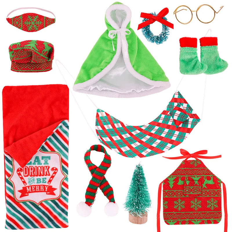 

10Pcs/Set Barbies Doll&Elf Doll Clothes Christmas Decor Accessories for Barbie Doll Elf Shoes Outfit for Girl Children Toys