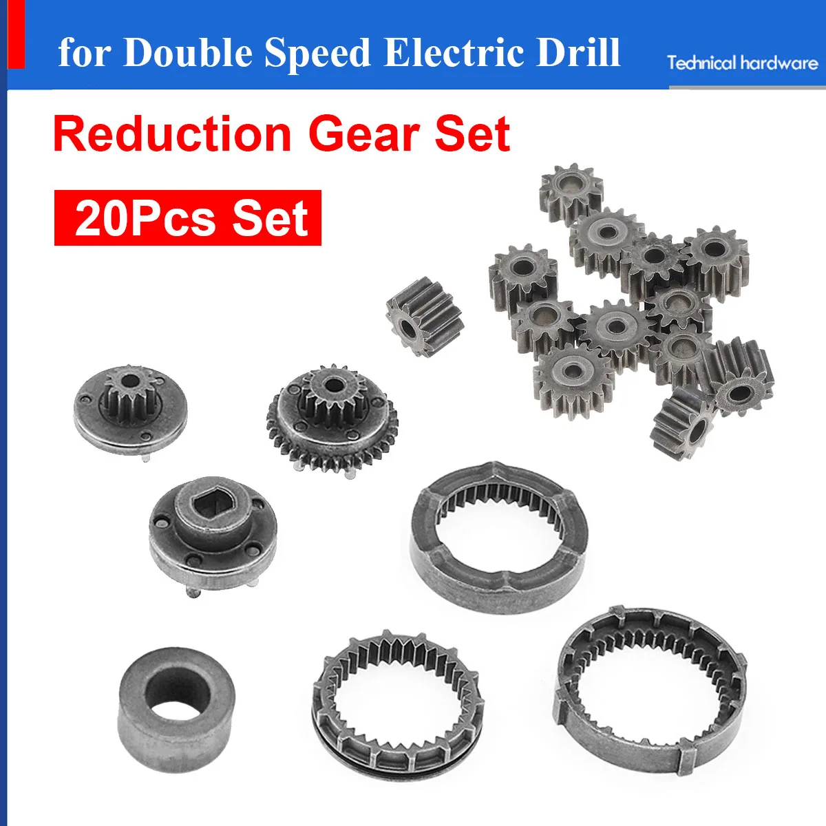 Two-Speed Charging Drill Gear Set 12V Double Speed Planetary Gear Set Reduction Gear Accessories for Motor