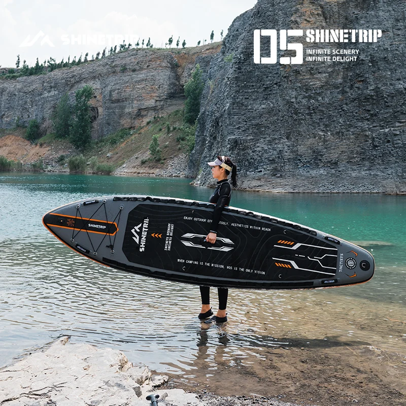 Фото Тактическая надувная SUP-доска ShineTrip: ультралегкая портативная доска для серфинга, сверхширокая, нескользящая, для водных видов спорта №5