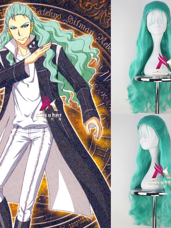 

Парик из синтетических волос HITMAN REBORN, парик из термостойкого волокна, парик для косплея зеленой платикодона грандифлоруса, Искусственные парики из аниме + шапочка для парика