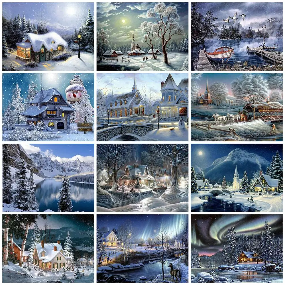 

Алмазная живопись AB, зимний дом 5D, алмазная вышивка своими руками, пейзаж, Новое поступление, мозаика, искусство стен