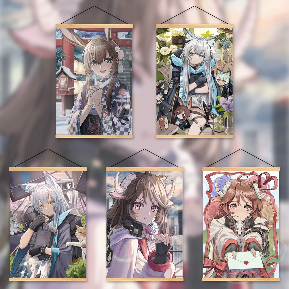 

HD Wooden Hanging Arknights Painting Canvas Prints Rosmontis Decor Home Suzuran Poster Anime Modular Surtr Pictures Wall Artwork