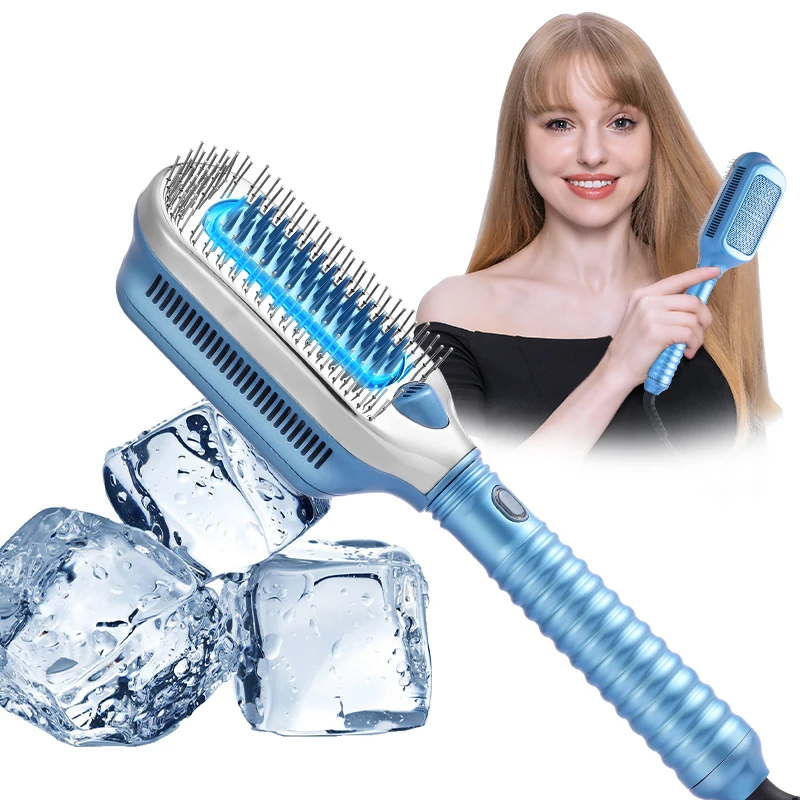 NEW Professional Hair Straightener Comb/Brush Ice Therapy Negative Ion Cold Wind Comb Heatless Brush Hair Freezing Hair Styler