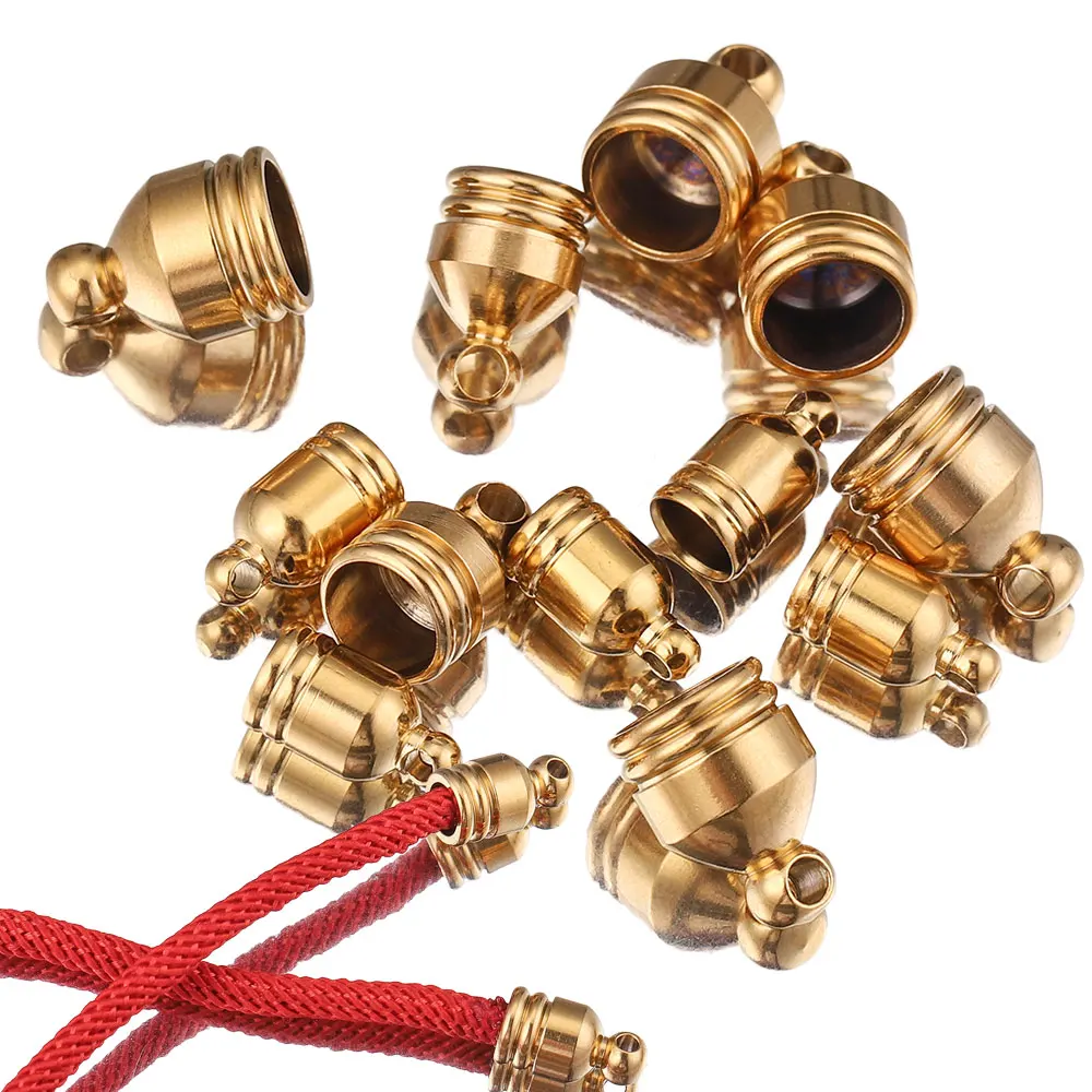 10pcs Stainless Steel End Caps Silver Gold Plated Clasps Hooks Cords for Jewelry Making Findings Bracelet Necklace DIY Wholesale - купить по