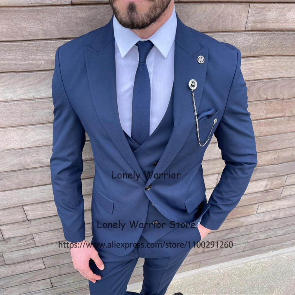Мужские костюмы темно-синего цвета официальный деловой Блейзер приталенные