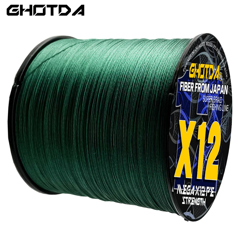 

GHOTDA Original Hardcore X12 Super Smooth Wear-resistant Lure Sea Fishing Boat Fishing PE Line 300M Green Grey Fly Fishing