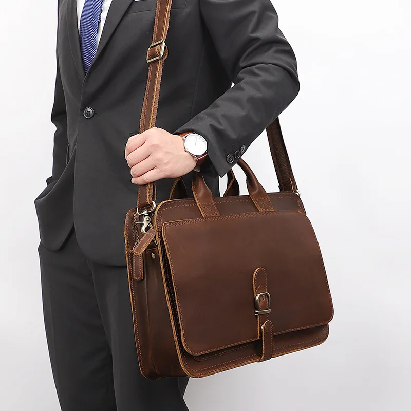 Сумка-мессенджер Nesitu M6020 Мужская Винтажная сумочка из натуральной кофейной кожи