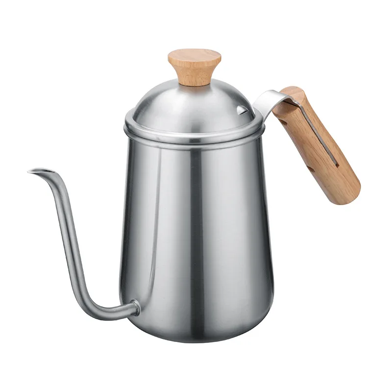 

650ml Narrow Mouth Coffee Pot 304 Stainless Steel Drip Dripping Wooden Handle Narrow Mouth Pot Household Hand Made Coffee Maker