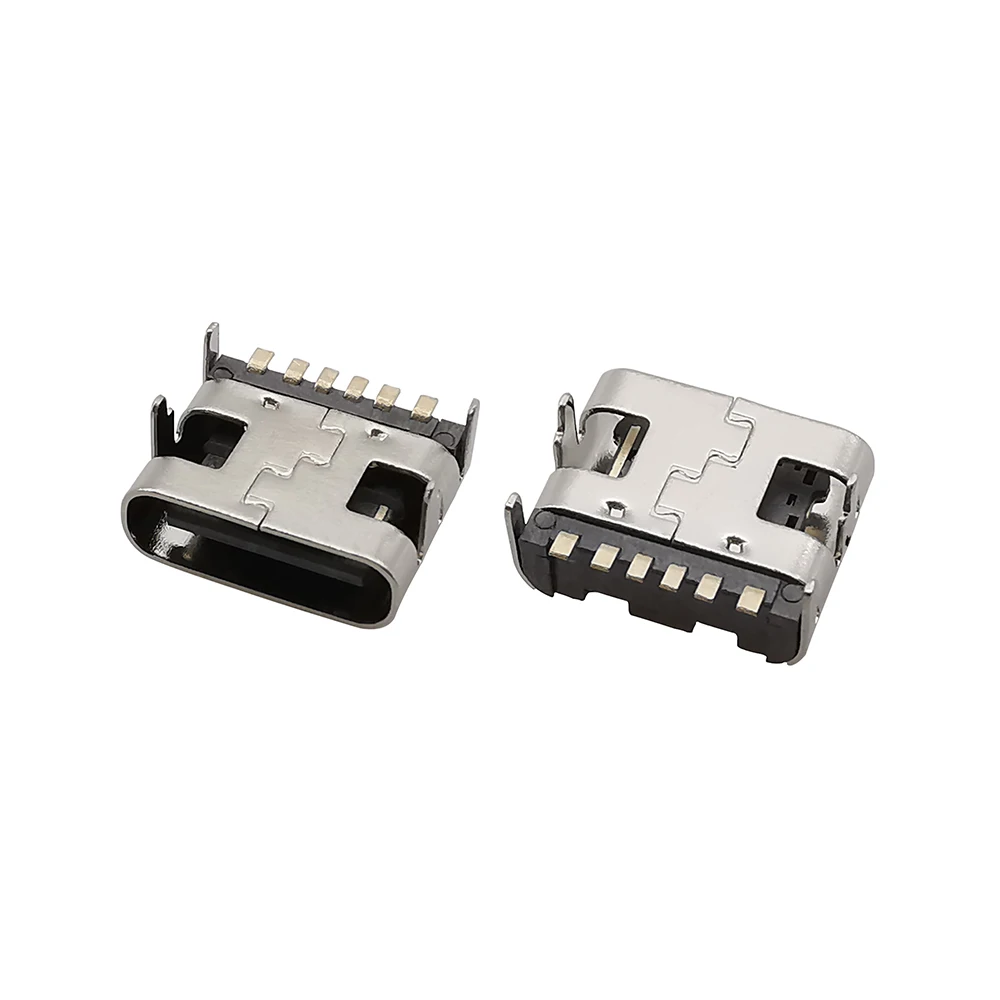 

10 / 20 / 50 Pcs USB C 6 - контактный разъем SMT разъем USB C с внутренним отверстием PCB DIY порт зарядки