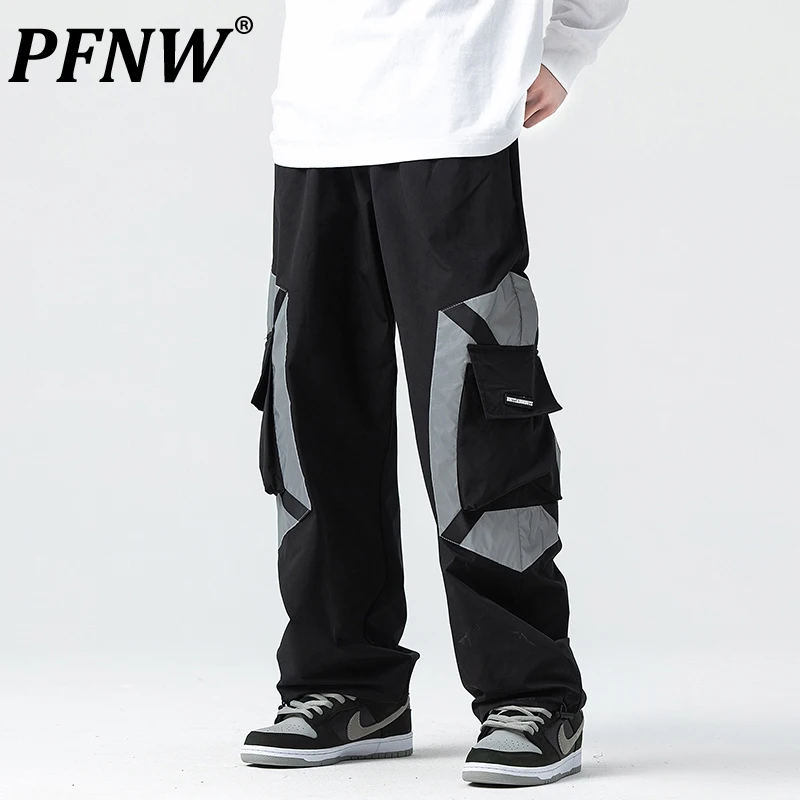 

PFNW Autumn New Men's Fashion Drawstring Cargo Pants Casual Contrast Color Baggy Techwear Outdoor Paratrooper Sweatpants 12Z1804