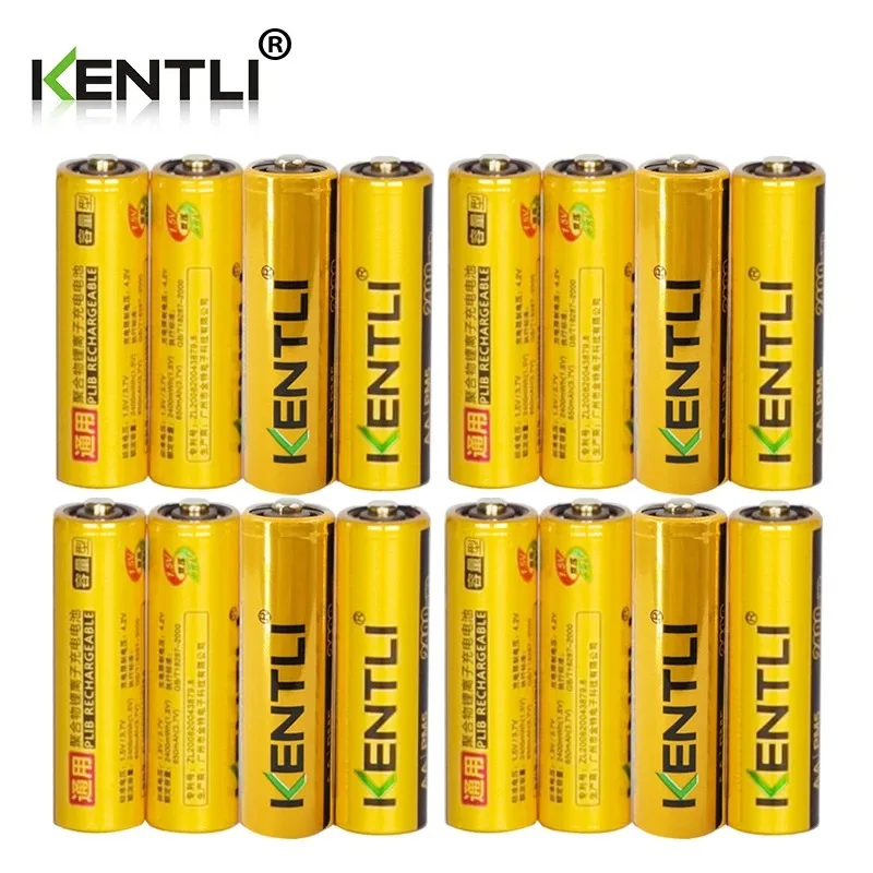 Фото Аккумуляторы KENTLI AA 2600 мАч 1.5В, литий-полимерные, перезаряжаемые, с низким уровнем саморазряда + 2 слота для умного зарядного устройства. №2
