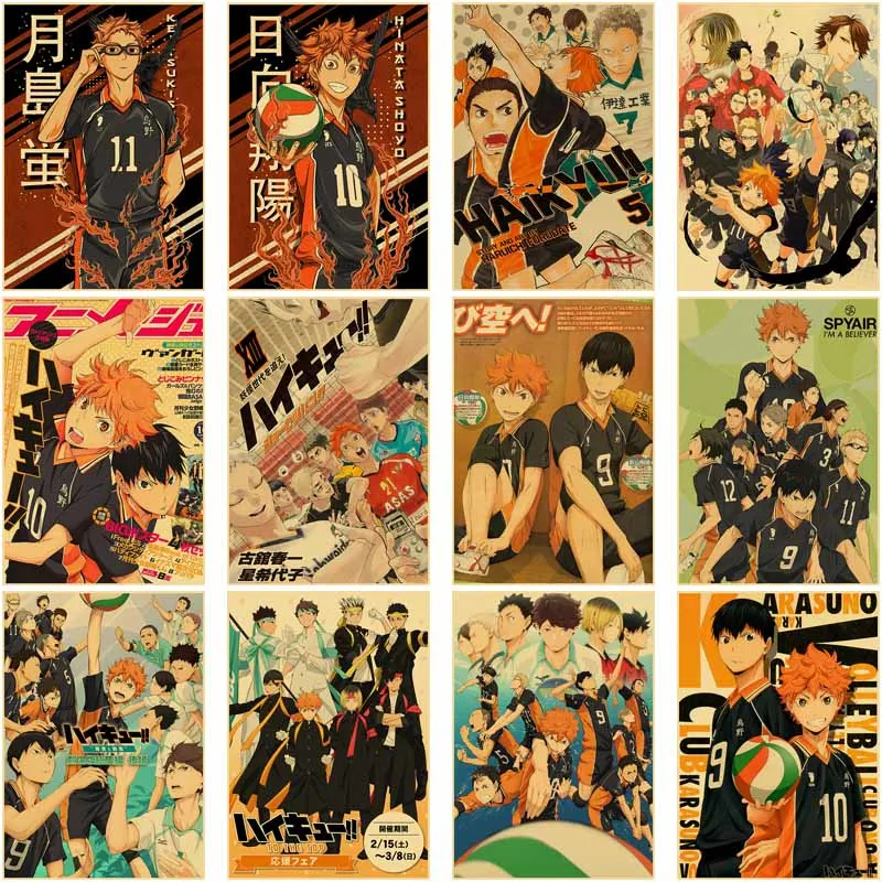 

Retro Kraft Paper Posters for Wall Decoration DIY Japanese Room Decor Aesthetic Anime Haikyuu Poster Mural Decorative Paintings