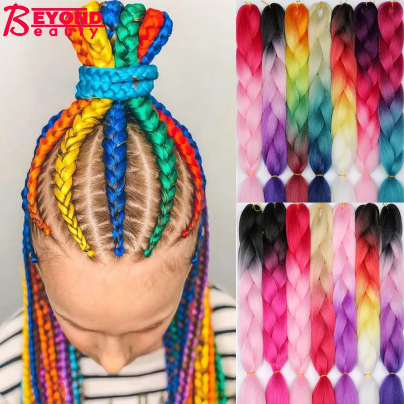 

Beyond Synthetic Jumbo Braiding Hair Extensions High Temperature Kanekalon Hair For Box Braiding Hair Ombre Jumbo Braid Purple
