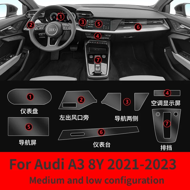 Прозрачная центральная консоль для салона автомобиля Audi A3 8Y 2023-2021