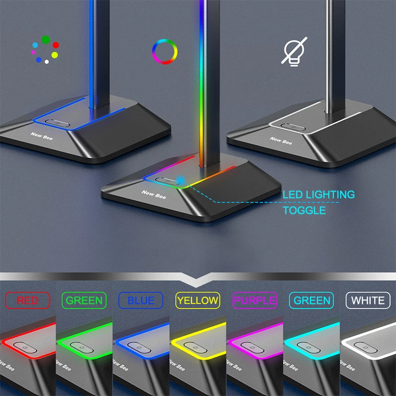 Подставка для наушников с RGB-подсветкой и USB-портами Type-C