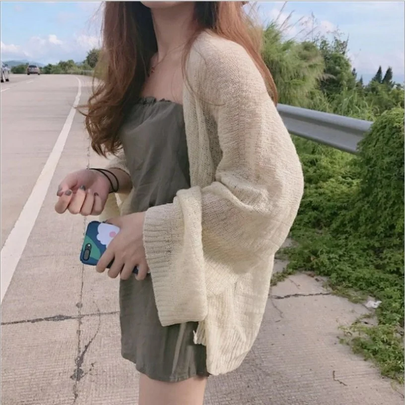 

Cardigan for Women Summer Crop Knit Cardigan Y2k Sweater Women Loose Coat Kardigan Sweter Cardigans Korean Cropped Cardigan