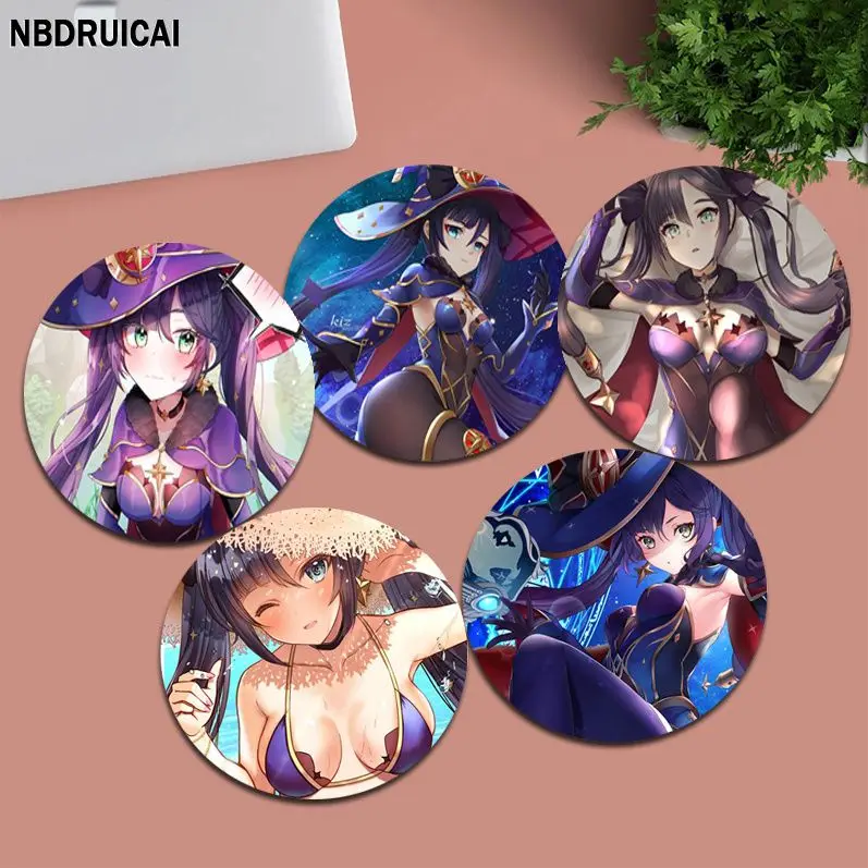

Genshin Impact Mona Round Custom Skin Cabinet Gaming Laptop Computer Office Notbook Mouse Pad Mouse Mat For Teen Girls Bedroom