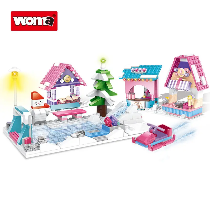 

WOMA X'MAS Dream City Christmas House Building Blocks Friends Holiday Villla Castle Winter Heaven Toys For Kids Girls Gifts