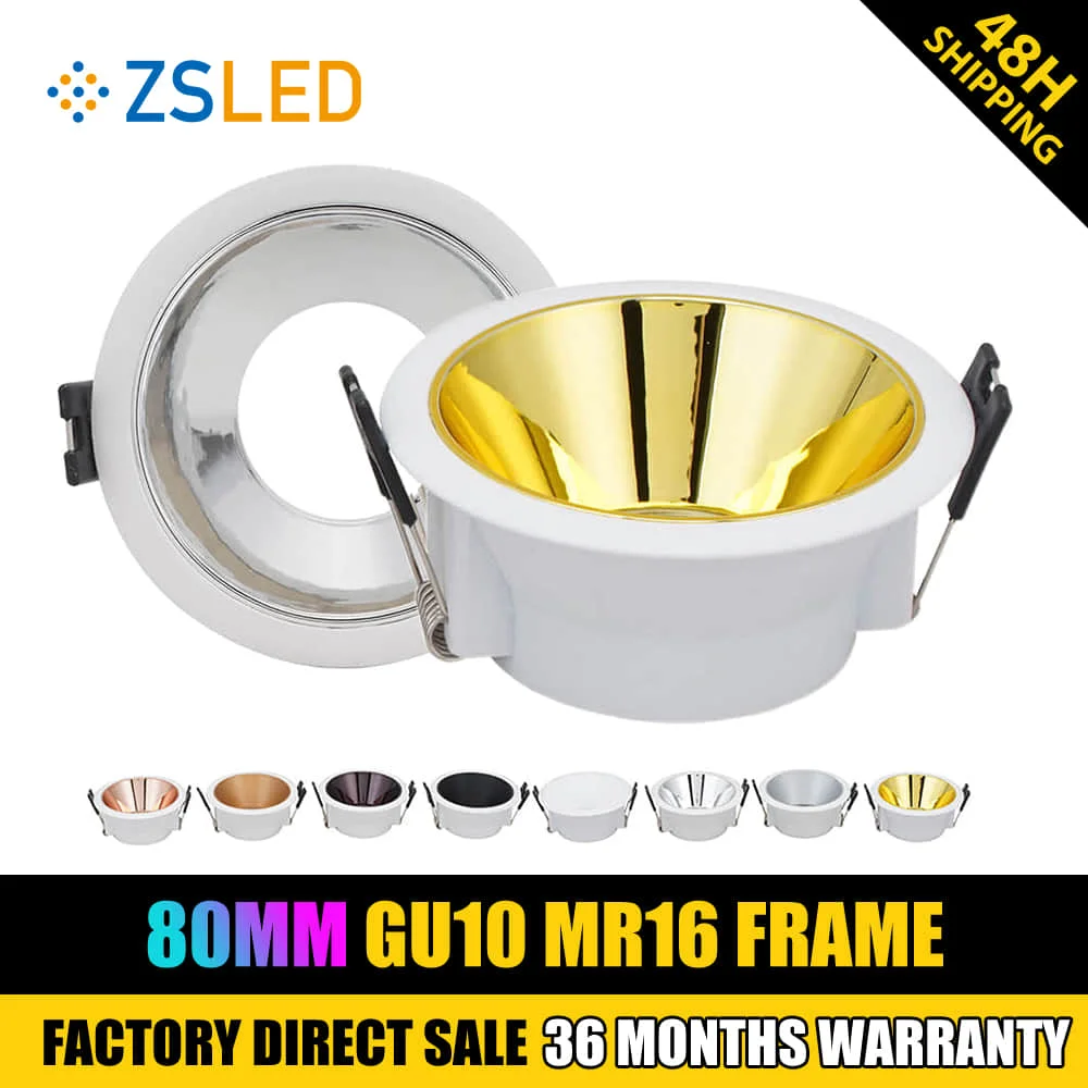 10pcs Free Shipping Iron Lamp Trims Recessed Led Ceiling Light Frame Gu10 Fitting White Downlight Holder