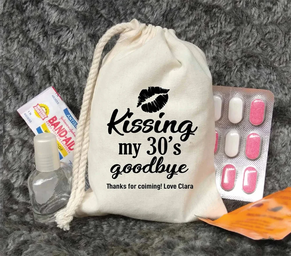 Пакеты для подарков на день рождения 25 шт. Kiss my 30th 40th 50th 60th 70th bye конфеты