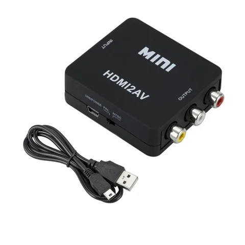 GRWIBEOU 1080P HDMI-compatibil cu RCA Converter AV/CVSB L/R Box Video HD 1920*1080 HDMI2AV Suport NTSC PAL Ieșire HDMI la AV