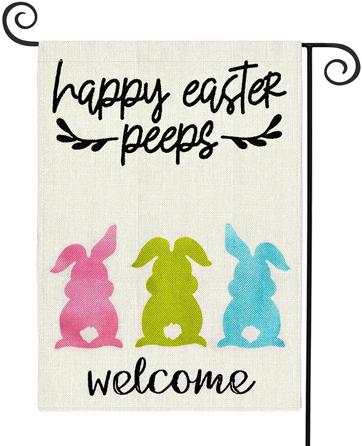 

Welcome Peeps Easter Garden Flag Easter Bunny Vertical Burlap House Flags Rustic Farmhouse Yard Outdoor Decoration Banner 12x18
