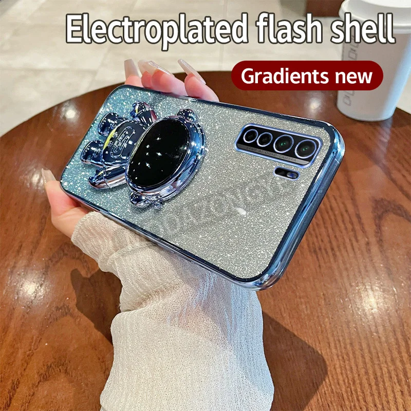 Чехол для Huawei Nova 7 Se мягкий силиконовый чехол из искусственной кожи с блестками