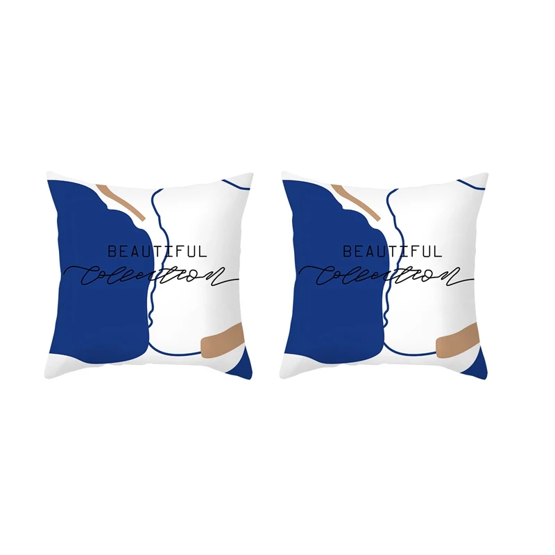 

Nordic Simple Pillowcase Ins Blue Abstract Super Soft Print Pillow Retro Art Pillowcase Sofa Cushion