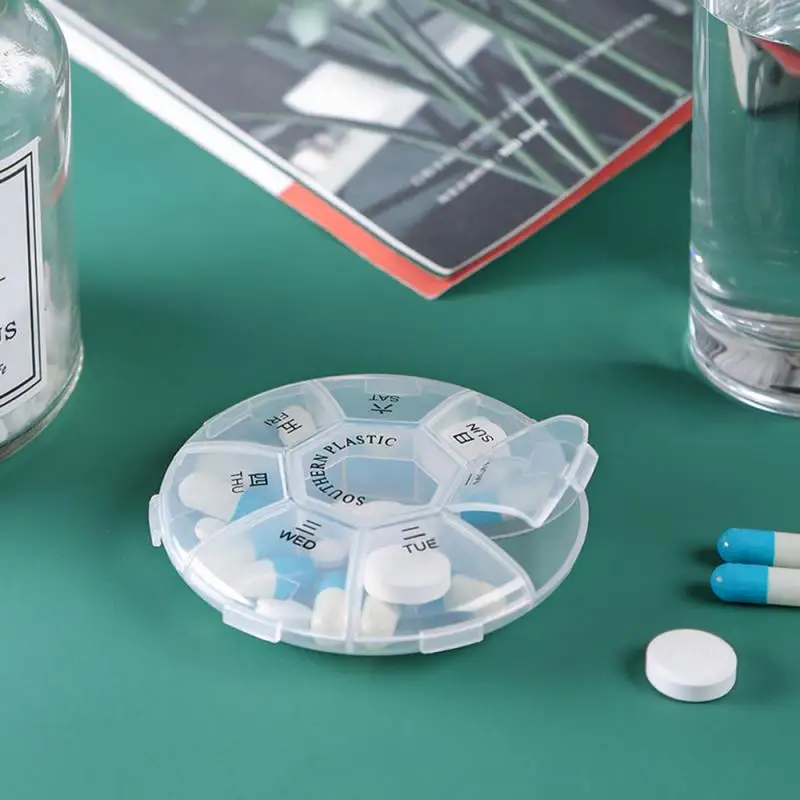 

Small Transparent Weekly Pill Box 7 Grids Medicine Storage Box Drug Organizer Tablet Dispenser Splitters For Travel Dropship