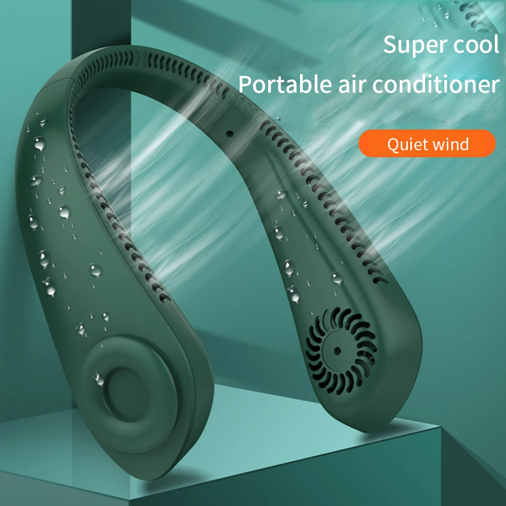 

Portable Mini Neck Fan Portable Bladeless Fan USB Rechargeable Leafless Hanging Fans Air Cooler Cooling Wearable Neckband Fans
